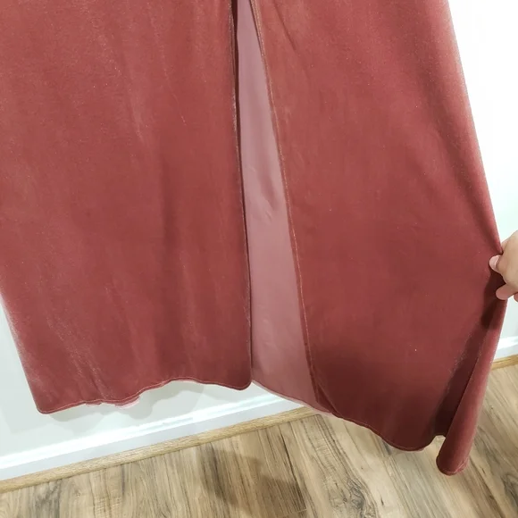 After Six Off the Shoulder Velvet Maxi Dress Gown Size 10R Tawny Rose Side Slit